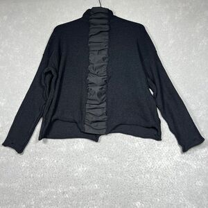 Paper Temples Sweater Womens Size Medium Black Hand Knit Sweater Wool Rayon